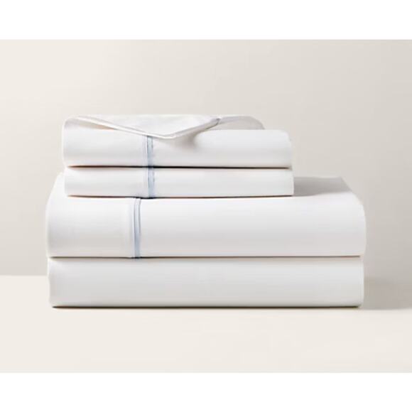 Ralph Lauren Organic Cotton Percale Palmer pale sky Full Flat Sheet - Picture 1 of 4